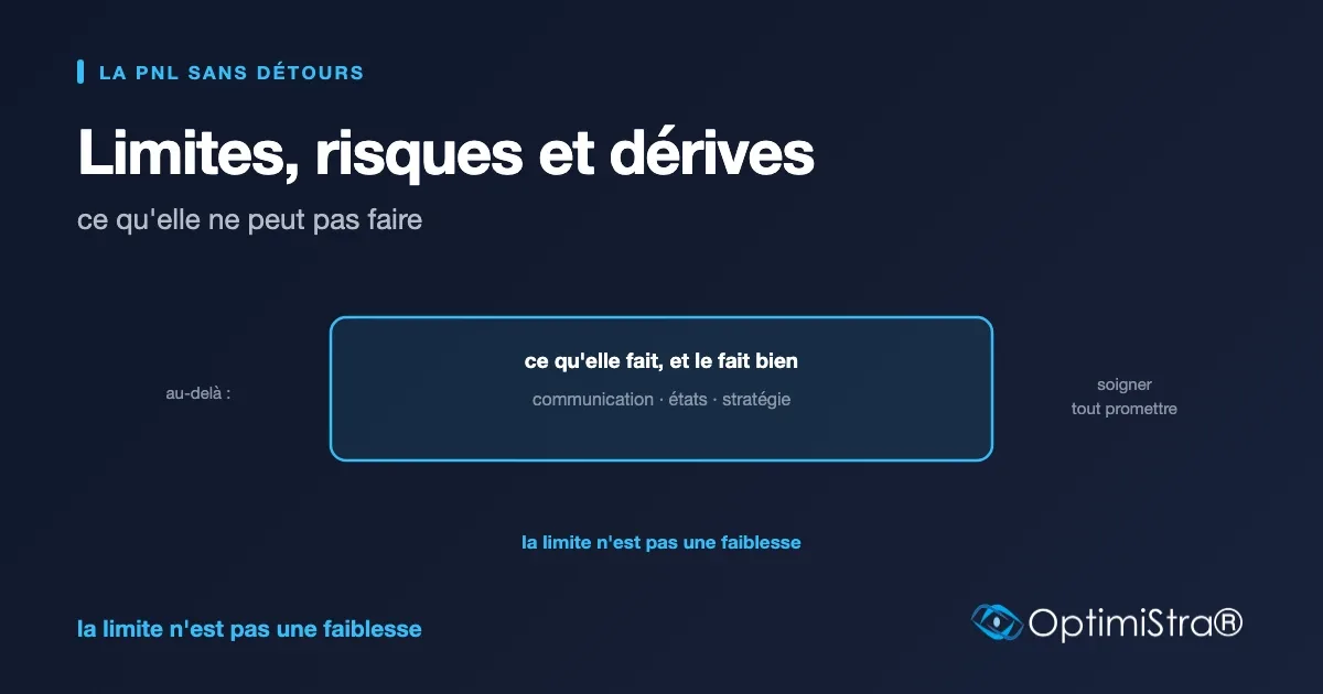 Cadre délimitant ce que la PNL fait bien, avec à l'extérieur ce qui n'en relève pas